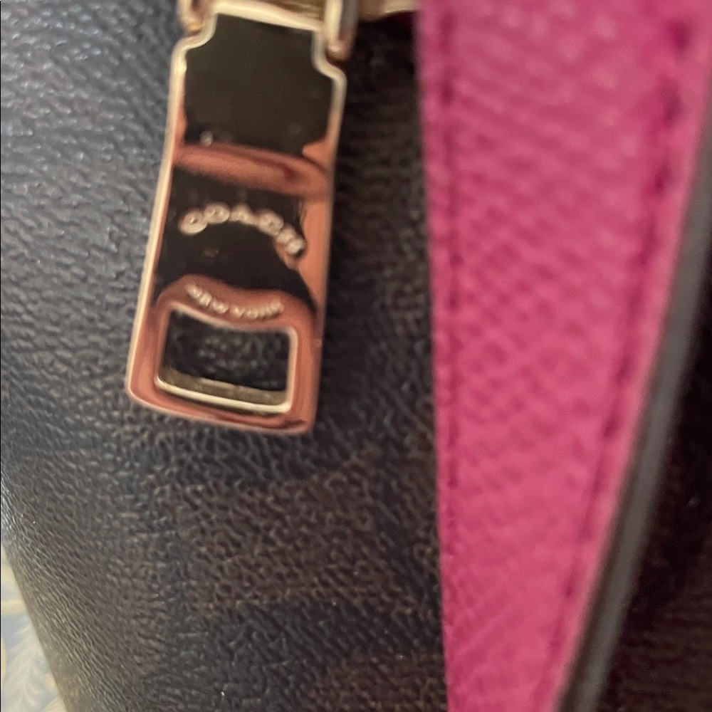 Coach City Tote Bag in Signature Coated Canvas with magenta leather accents - Picture 9 of 16